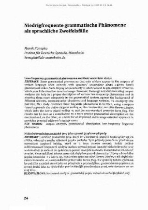 Niedrigfrequente grammatische Phänomene als sprachliche Zweifelsfälle