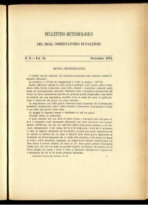 Bullettino Meteorologico Del Real Osservartorio Di Palermo