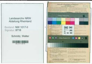 Entnazifizierung Walter Schmitz , geb. 13.10.1895 (Kaufmaennischer Angestellter)