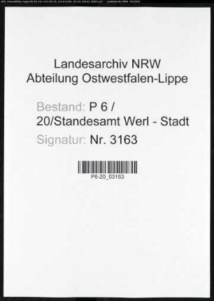 Sterberegister Standesamt Werl