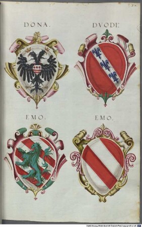 Insignia ... IX. Insignia Veneta, Mantuana, Bononiensia, Anconitana, Urbinatia, Perugiensia - BSB Cod.icon. 274