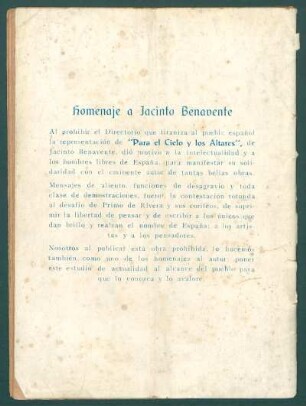Homenaje a Jacinto Benavente