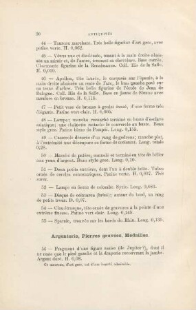Argenterie, Pierres gravées, Médailles