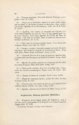 Argenterie, Pierres gravées, Médailles