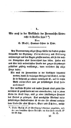 Wie muß in der Volksschule der Formenlehr-Unterricht beschaffen seyn?