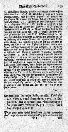 Amoenitates literariae Friburgenses. Fasc.I.