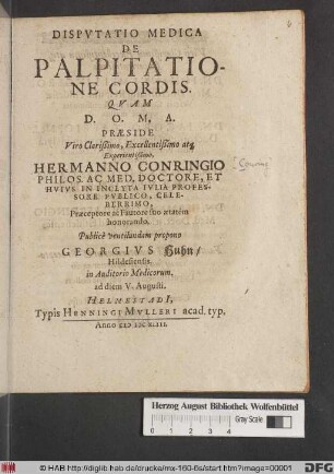 Disputatio Medica De Palpitatione Cordis