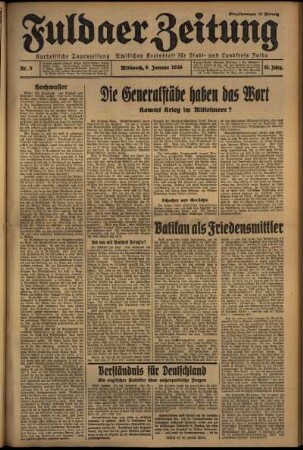 Erste Ausgabe vom Mittwoch, den 08. Januar 1936.