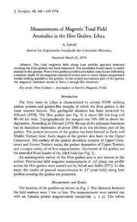 Measurements of magnetic total field anomalies in the Hon Graben, Libya