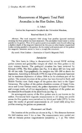 Measurements of magnetic total field anomalies in the Hon Graben, Libya
