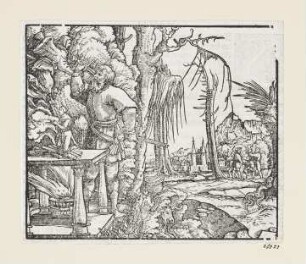 Opferung des Isaak, aus: Martin Luther, "Biblia: Das ist: Die gantze heilige Schrifft: Deudsch", Wittenberg 1561, S. 12 recto