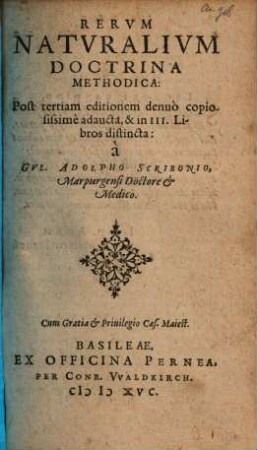 Rerum naturalium doctrina methodica