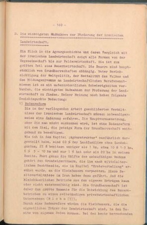 D. Die wichtigsten Maßnahmen zur Förderung der iranischen Landwirtschaft.