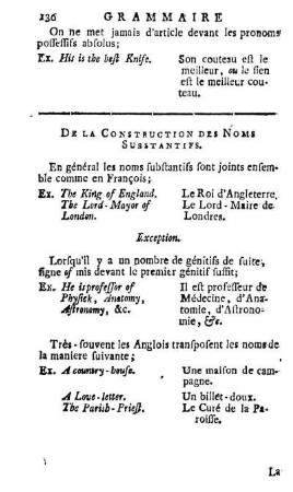 De la Construction des Noms Substantifs.