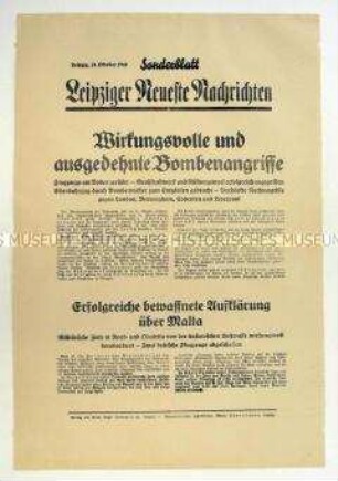 Sonderblatt der "Leipziger Neuesten Nachrichten" zur Bombardierung Großbritanniens