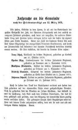 Friedens-Predigt, gehalten im Dankgottesdienste zur Feier des Friedendschlusses, am 12. März 1871 von Christa