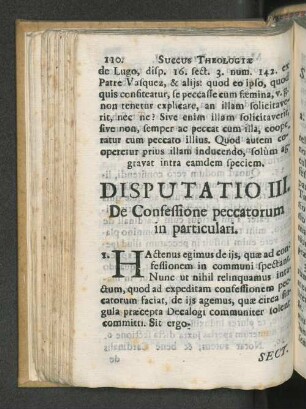 Disputatio III. De confessione peccatorum in particulari