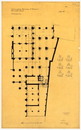 Warenhaus Wertheim, Rosenthaler Straße/Sophienstraße, Berlin 3. Bauabschnitt: Grundriss UG, 1:100