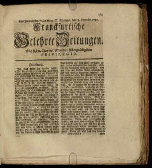 Num. CI. Freytags, den 19. Decembr. 1755 - Num. CIV. Dienstags, den 30. Decembr. 1755