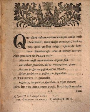 Ordinis Ivridici In Academia Vitembergensi Senior Et H. T Decanvs Andreas Florens Rivinvs D Potentissimi Regis Polon. Et Princ Elect. Saxon. Consiliarivs Avlicvs Dig. Vet. Professor Pvblicvs Ordinarivs Cvriae Provincialis Consist. Ecclesiast Et Scabinatvs Vitembergensis Assessor Lectori Benevolo S