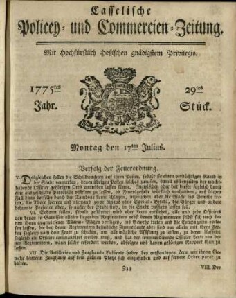 29tes Stueck, Montag den 17ten Julius 1775