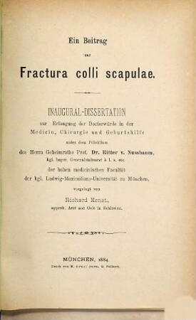 Ein Beitrag zur Fractura colli scapulae : Inaug. Diss.