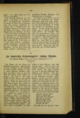 Zur hundertsten Geburtstagsfeier Ludwig Uhlands : (Fortsetzung)