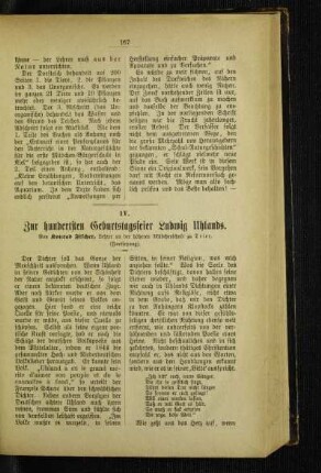 Zur hundertsten Geburtstagsfeier Ludwig Uhlands : (Fortsetzung)