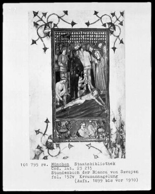 Stundenbuch der Bianca von Savoyen — Bildseite mit zwei Miniaturen, Folio 152 verso