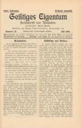 Nummer 10. Juli 1905
