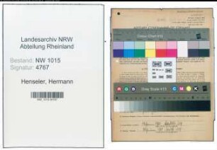 Entnazifizierung Hermann Henseler , geb. 03.08.1892 (Rundfunkeinzelhaendler)