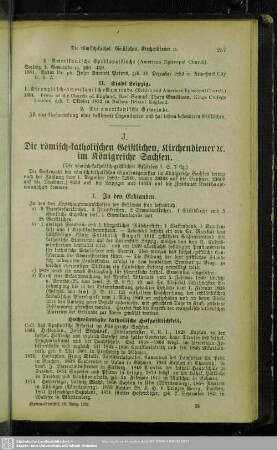 J. Die römisch-katholischen Geistlichen, Kirchendiener etc. im Königreiche Sachsen