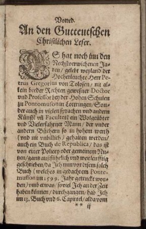 Vorred. An den Gutteutschen Christlichen Leser.