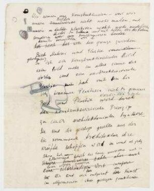 [Wir nennen uns Konstruktivisten - weil wir unsere Bilder nicht mehr malen und unsere plastiken nicht mehr modelieren]. Unveröffentlichtes Manuskript (deutsch) mit Anmerkungen