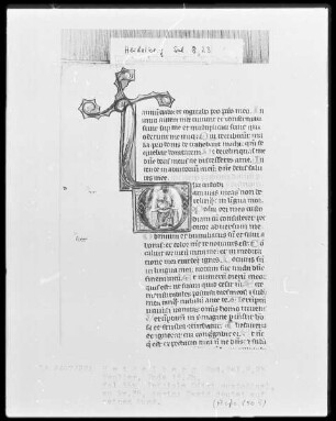Psalterium iuxta Hebraeos — Initiale D (ixi custodiam), darin: David deutet auf seinen Mund, Folio 36verso
