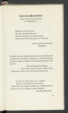 Aus Dem Stammbuch