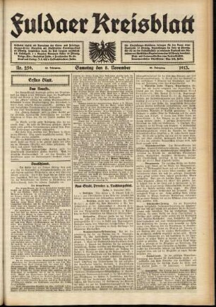 Erste Ausgabe vom Samstag, den 08. November 1913.