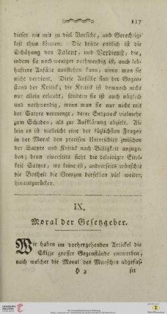 IX. Moral der Gesetzgeber