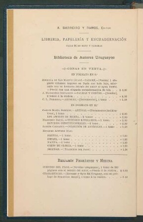 Biblioteca de autores uruguayos - Obras en venta