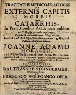 Tractatus Medico-Practicus De Externis Capitis Morbis Atque Catarrhis