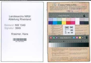 Entnazifizierung Hans Kraemer , geb. 01.06.1894 (Bueroangestellter)