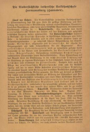 Die Niedersächsische lutherische Volkshochschule Hermannsburg (Hannover)