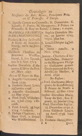 Genealogie ou naissances des rois, reines, principaux, princes & princesses d'Europe