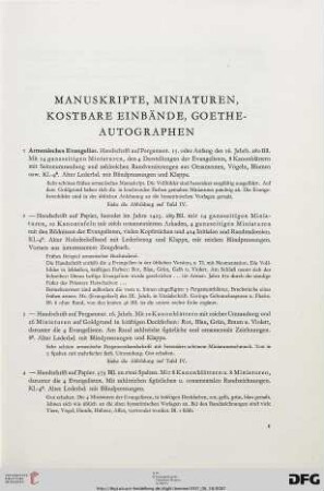 Manuskripte, Miniaturen, Kostbare Einbände, Goethe-Autographien (Nr. 1-37)