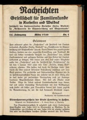 10. Jahrgang, Nr. 1, März 1935