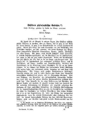 Schillers philosophische Gedichte : sechs Vorträge, gehalten in Berlin im Winter 1885/1886 ; I.