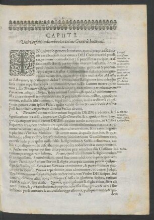 Caput I. Universalis adumbratio totius Generis humani.