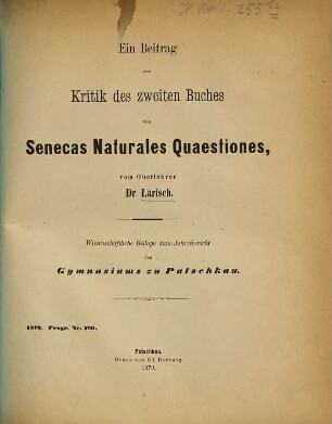 Jahresbericht des Städtischen Katholischen Gymnasiums zu Patschkau : im Schuljahr .... 1878/79