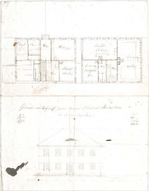 Voit, Johann Michael; Schul- und Mesnerhaus - Grundrisse, Aufriss
