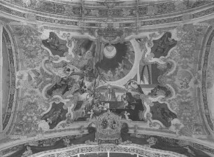 Fürstenfeld (Fürstenfeldbruck), St. Bernhard (ehem. Klosterkirche St. Mariä Himmelfahrt), Wandbemalung im 1. Joch (?) des Langhauses; Asam, Cosmas Damian